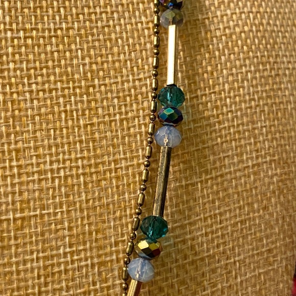 ✨2 for $30✨ Antique Gold/Bronze Tone Faceted Glass Bead Station Necklace - Picture 6 of 15
